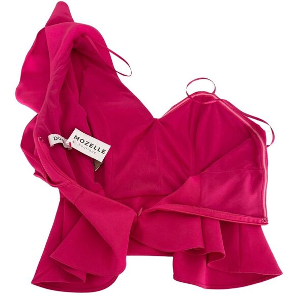 DO+BE NWT Ruffle Shoulder Pink Peplum Top Size S - Picture 6 of 8
